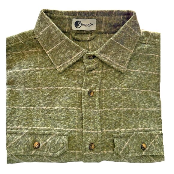 Musk Ox Moss Windowpane Heavyweight Grand Flannel Shirt  **NWOT - Picture 2 of 8
